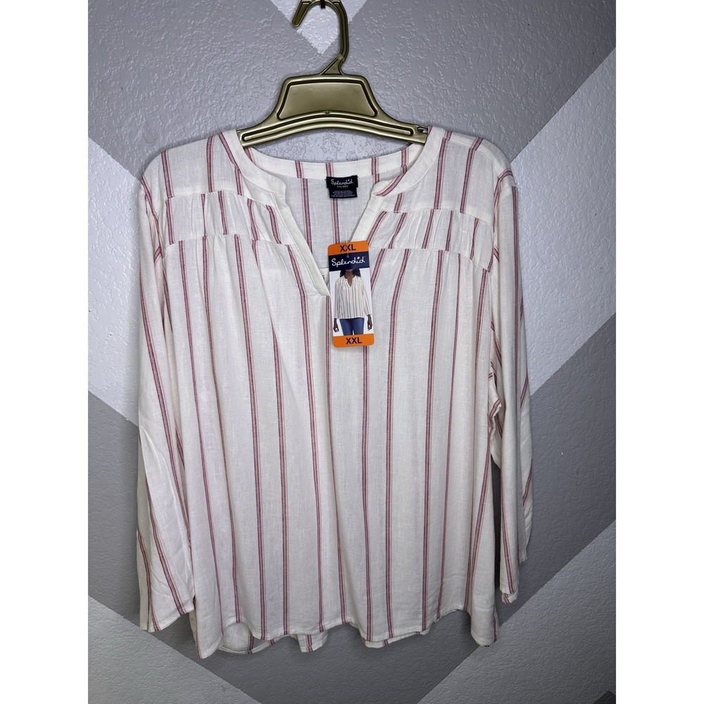 Splendid Cream Blouse with Rust Stripe